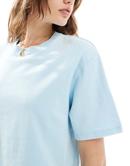 Pimkie cropped acid wash t-shirt in light blue, 4 of 4