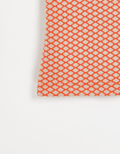 Pimkie cropped jacquard knitted polo top co ord in orange, 4 of 4