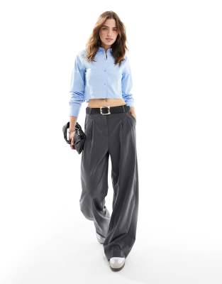 Pimkie Pimkie cropped shirt in light blue