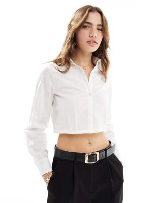 Pimkie Pimkie cropped shirt in white