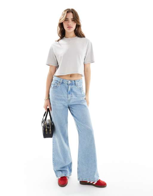Pimkie - Cropped T-shirt met korte mouwen in lichtgrijs