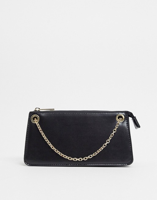 Pimkie cross body bag with gold chain in black
