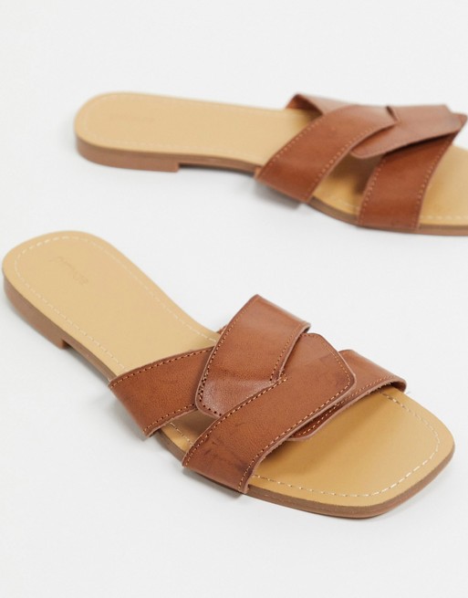 Pimkie cross over slider sandal in tan