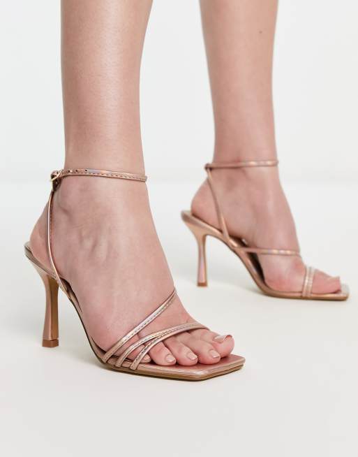 Pimkie cross strap heeled sandals in gold ASOS