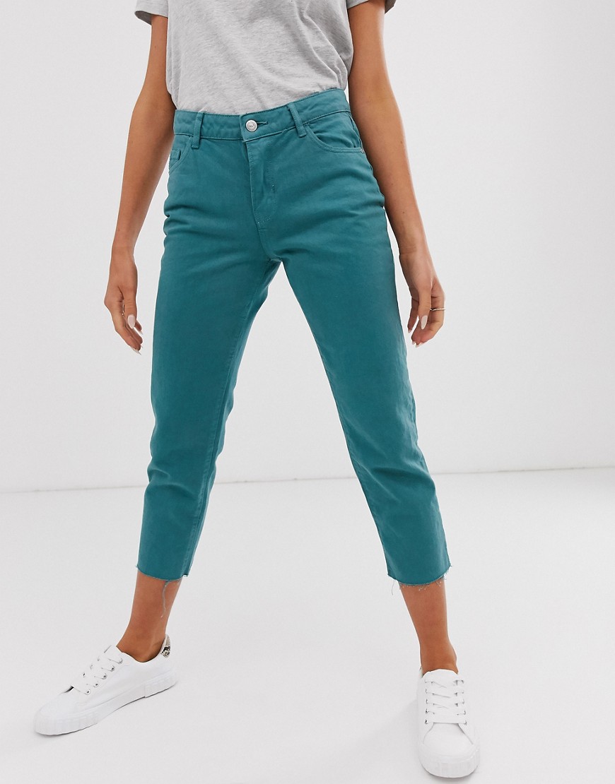 Pimkie - Denim jeans met onafgewerkte zoom in groen
