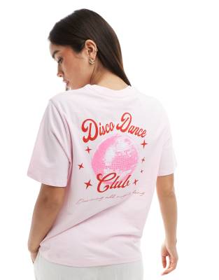 Pimkie disco ball back print t-shirt in pink