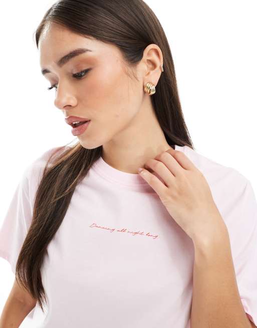 Pimkie disco ball back print t-shirt in pink, 4 of 4