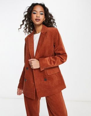 Pimkie double breasted cord blazer co-ord in maroon