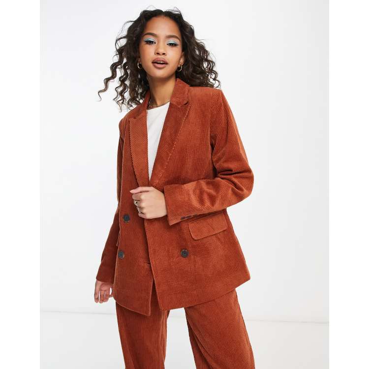 Pimkie double breasted cord blazer co ord in maroon ASOS