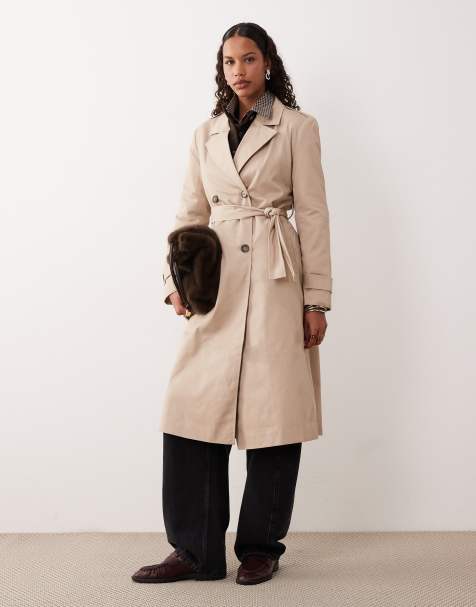 Pimkie double breasted longline belted trench coat in beige - view 1