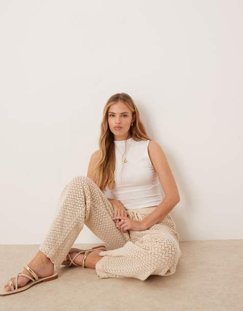 Pimkie double lined slinky high neck sleeveless top in white - view 1
