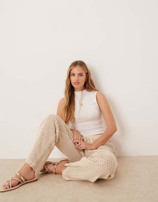 Pimkie double lined slinky high neck sleeveless top in white