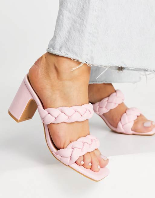 Pimkie double strap plaited mules in pink