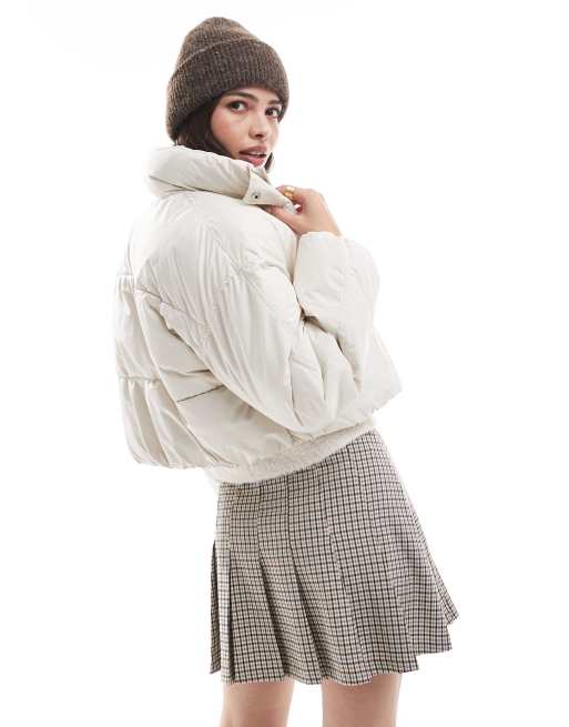 Pimkie Doudoune courte à col cheminée Crème ASOS