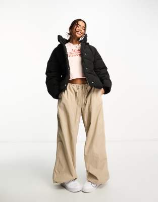 Pimkie puffer coat in black - ASOS Price Checker