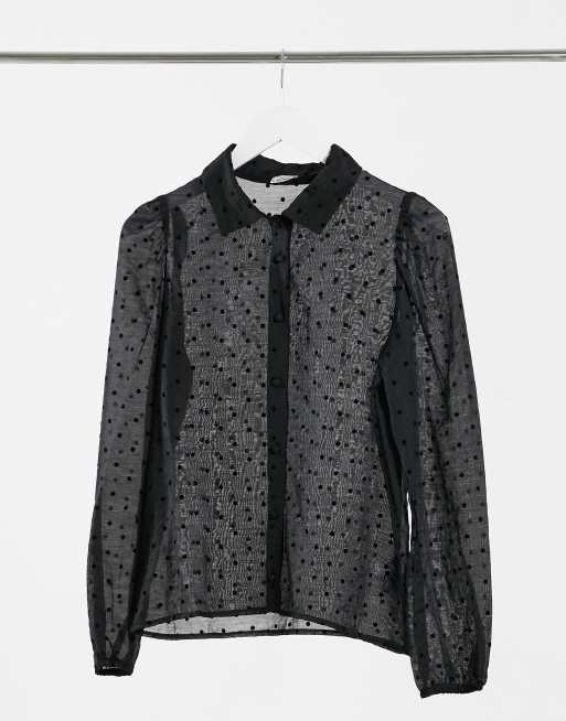 Pimkie Durchsichtiges Oberteil Mit Samttupfern In Schwarz Asos