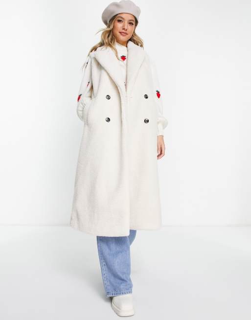 Pimkie– Einreihiger, ärmelloser Teddy-Mantel in Beige