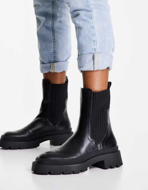 Pimkie elastic detail chelsea boot in black ASOS