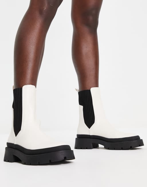 Pimkie elastic detail chelsea boots in white