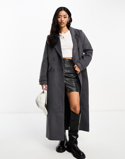 Pimkie – Eleganter Maxi-Mantel aus Wollmix in Grau