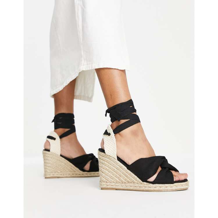 Pimkie Espadrilles compens es brides crois es Noir ASOS