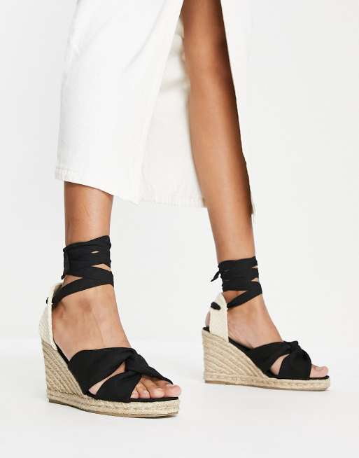 Pimkie Espadrilles compensees a brides croisees Noir ASOS