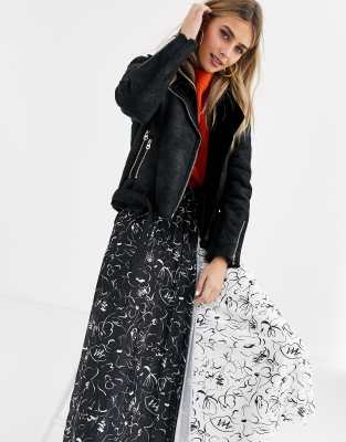 pimkie faux fur collar biker jacket