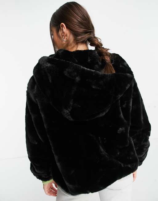 Pimkie hooded faux outlet fur coat