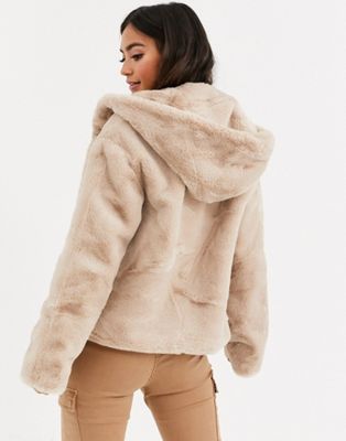 pimkie hooded faux fur coat
