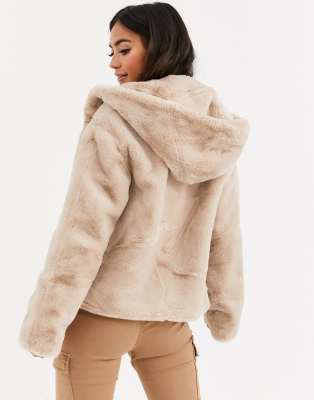 pimkie hooded faux fur coat