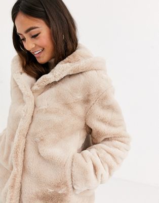 pimkie hooded faux fur coat
