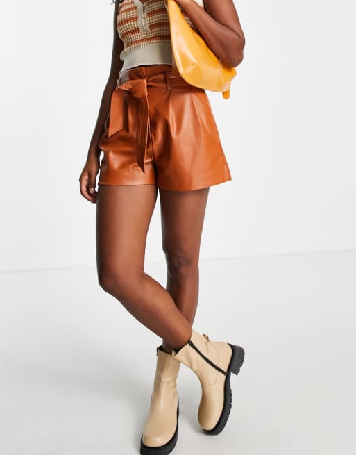 Short cuir camel new arrivals