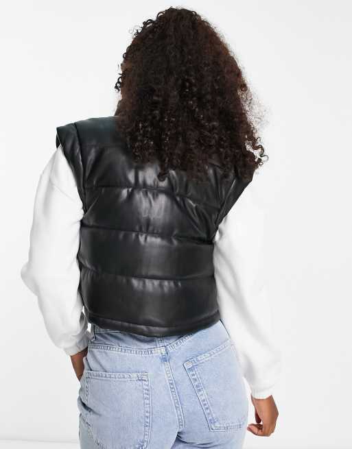 Pimkie faux leather cropped vest in black, 2 of 4