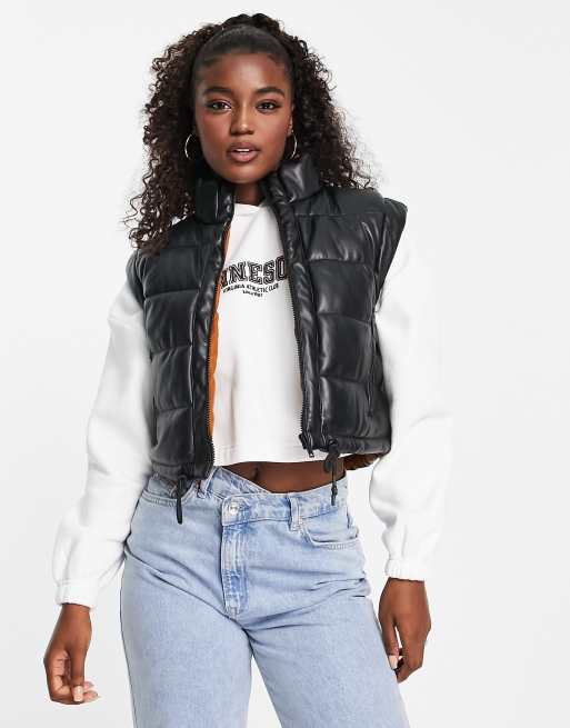 Pimkie faux leather cropped vest in black, 3 of 4