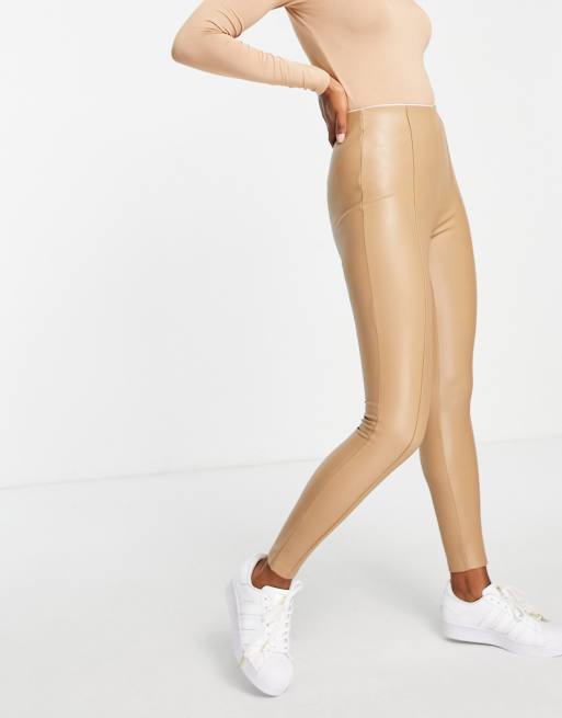 Legging simili cuir discount camel