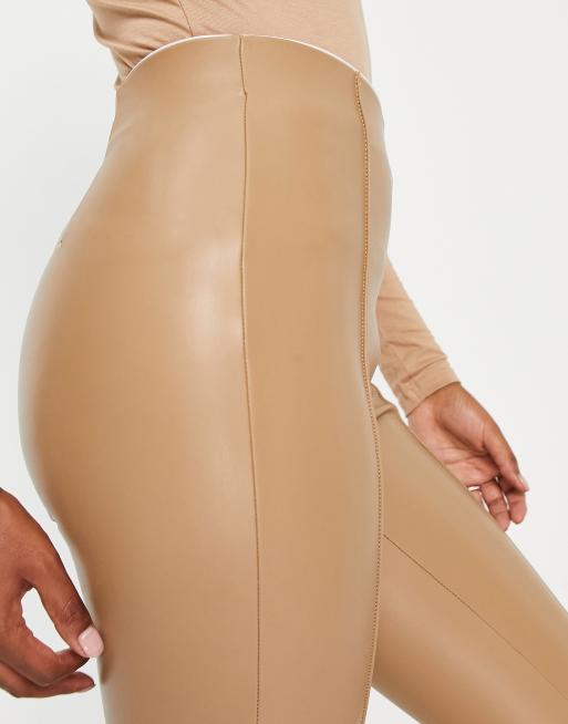 Faux Leather Leggings in Camel