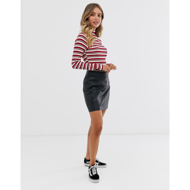 Pimkie faux leather outlet midi skirt in black