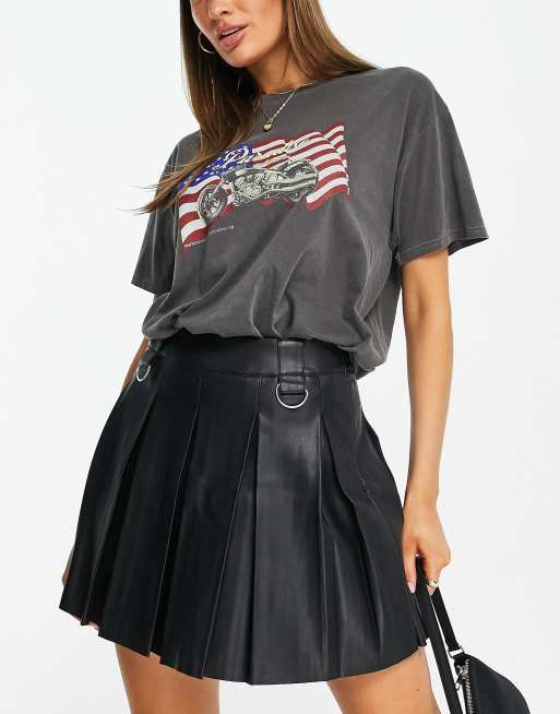 Pimkie faux leather tennis skirt in black