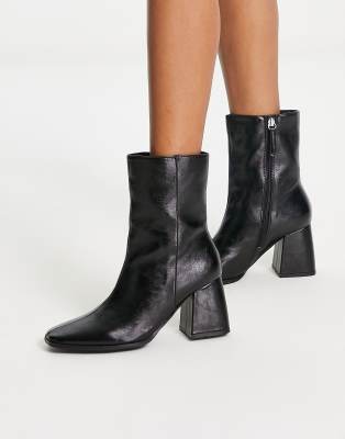 Pimkie faux suede block heel boot in black