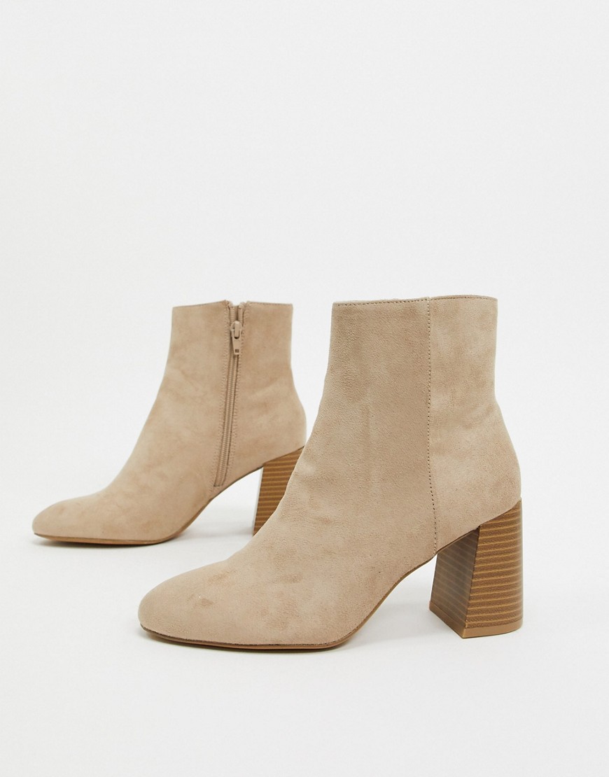 Pimkie faux suede heeled boots in beige
