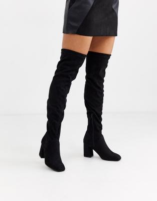 black knee length suede boots