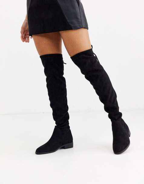 Pimkie – Flache, kniehohe Stiefel in Schwarz