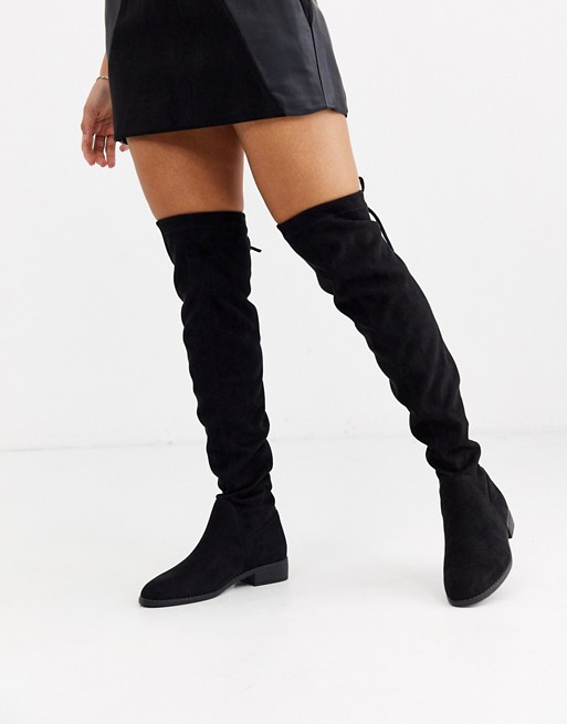 Pimkie flat knee high boots in black
