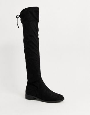 black flat knee boots