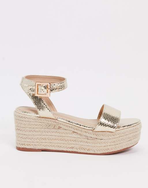 Pimkie flatform espadrille sandals in gold