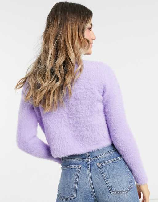 ASOS DESIGN knitted cloud cardigan in lilac - ShopStyle