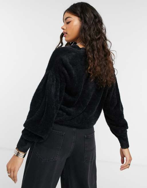 Pimkie fluffy cardigan in black