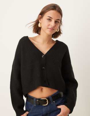 Pimkie fluffy cropped cardigan in black