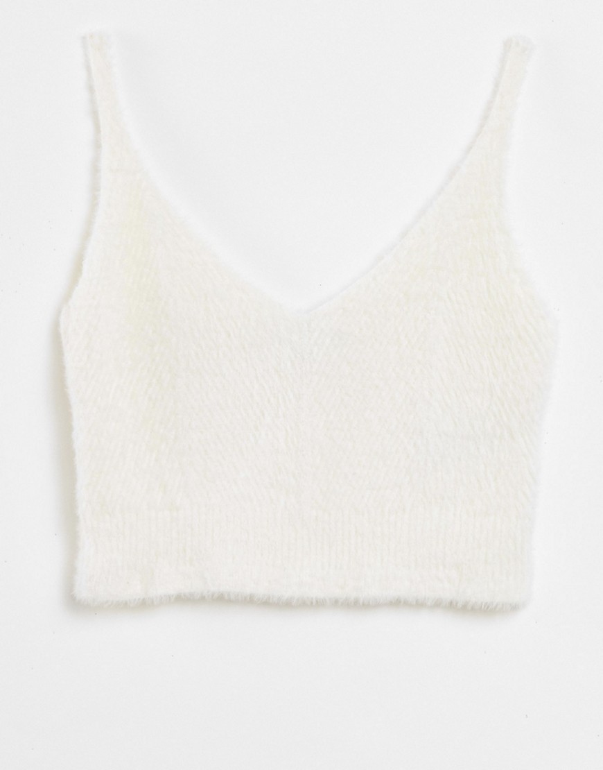 Pimkie - Gebreid cropped hemdje in wit, deel van combi-set