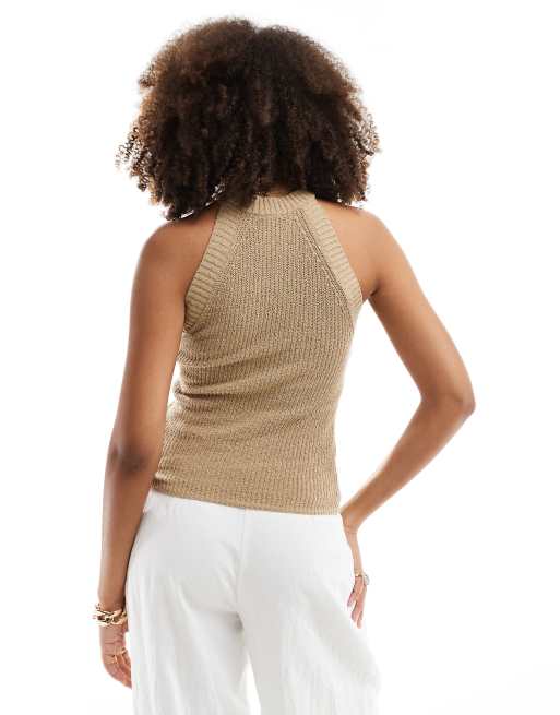 Pimkie - Gebreide top met racerhals in taupe, 2 van 4